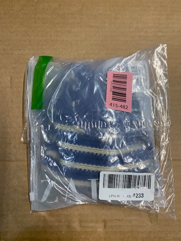 Photo 1 of (MEDIUM) (BAGGED) ZAFUL Bikini Sets for Women Swimsuits Striped Triangle Knit Bikini Two Piece Swimwear Tie Thong High Cut Sexy Bathing Suits Blue M