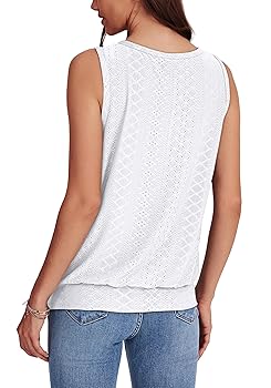 Photo 1 of *LARGE* Zeagoo Womens Summer Tank Tops V Neck Sleeveless Tops Casual Loose Fit Solid Floral Tanks Cute Basic Banded Cami Shirts A-White