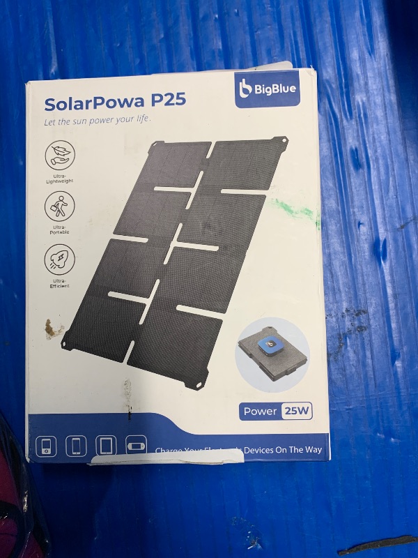 Photo 1 of [Upgraded] BigBlue Ultra-Light Portable 25W Solar Panel Charger with USB-A and USB-C Ports, 0.84 lbs Pocket-Size IP68 Waterproof, Folded Solar Panel Compatible with Cellphone,Power Bank,Camping Light