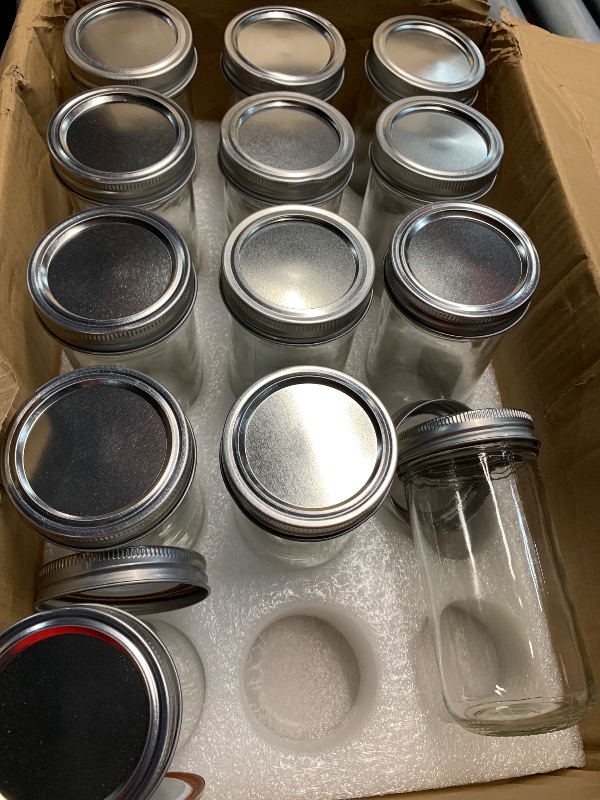 Photo 1 of (used)(missing pieces)(see images) VERONES Mason Jars 12 OZ, 15 pcs Canning Jars Jelly Jars With Regular Lids, Ideal for Jam, Honey, Wedding Favors, Shower Favors