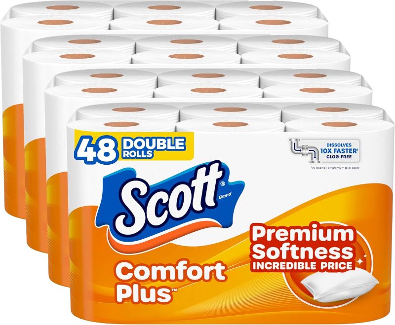 Photo 1 of 
Scott ComfortPlus Toilet Paper, 48 Double Rolls, 231 Sheets per Roll, Septic-Safe, 1-Ply Toilet Tissue