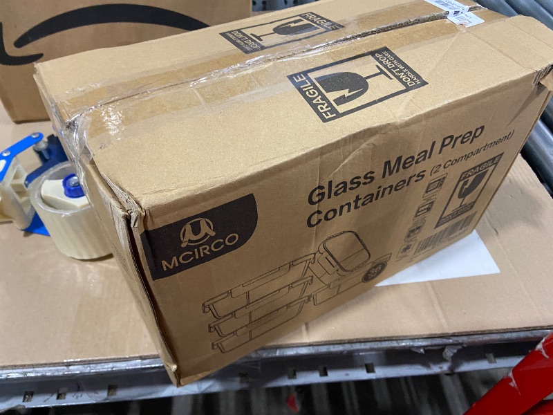 Photo 1 of [5-Pack,36 Oz]Glass Meal Prep Containers 2 Compartments Portion Control with Upgraded Snap Locking Lids Glass Food Storage Containers, Microwave, Oven, Freezer and Dishwasher (4.5 Cups)