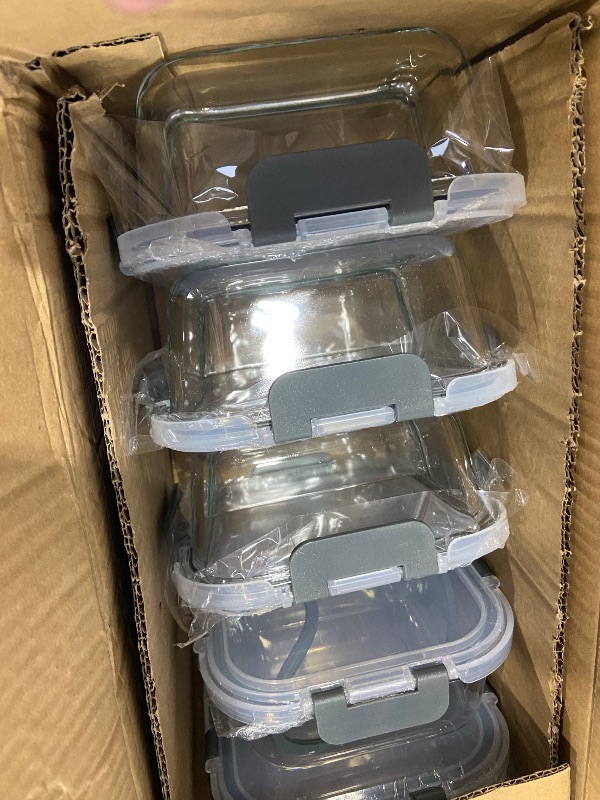 Photo 1 of [5-Pack,36 Oz]Glass Meal Prep Containers 2 Compartments Portion Control with Upgraded Snap Locking Lids Glass Food Storage Containers, Microwave, Oven, Freezer and Dishwasher (4.5 Cups)