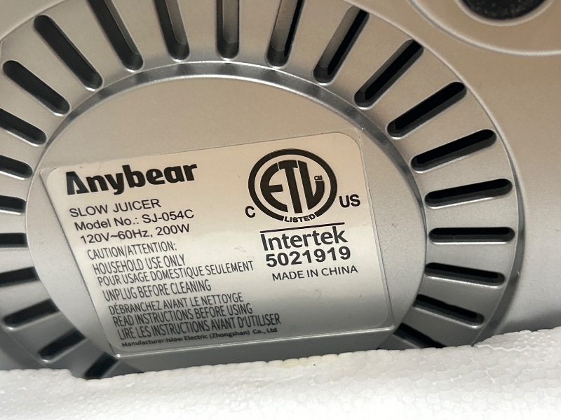 Photo 1 of (MISSING PARTS SEE NOTES) Anybear Cold Press Juicer, 200W Slow Masticating Juicer 4.3" Large Feed Chute Fit Whole Fruits Vegetables | Heavy Duty Auger | Tritan Materials | BPA Free | Easy to Clean (Silver)