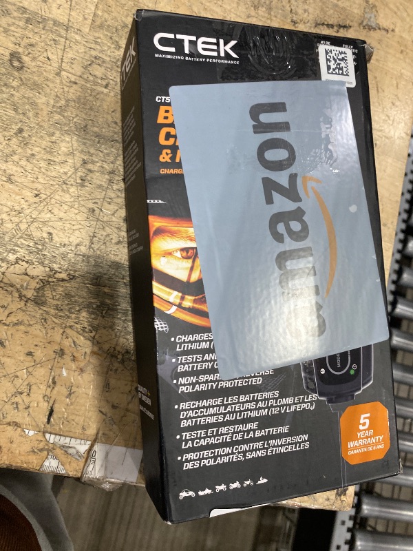 Photo 1 of **USED/MISSING ONE CONNECTOR**CTEK CT5, 12V Automotive Battery Charger for Auto, Motorcycle, ATV, Snowmobile - Battery Trickle Charger and Battery Maintainer - Charges Lead-Acid and Lithium Ion (12V LiFePO4) Batteries