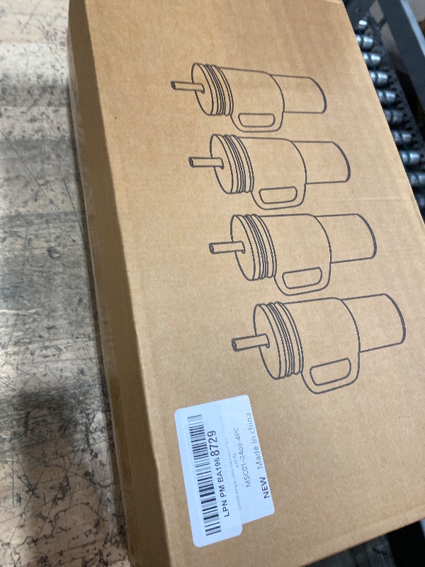 Photo 1 of *** MISSING 1 CUP SET****   OTOB 4 Pack Glass Cups with Lids and Straws, 24oz Iced Coffee Cup Mason Jar Cups, Glass Tumbler with Handle Bamboo Lid, Wide Mouth Boba Drinking Water Glasses for Smoothies Beer Fruit Water Tea Coffee