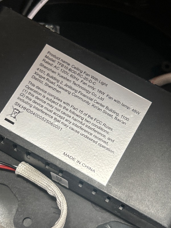 Photo 1 of **Parts Only** ZMISHIBO Low Profile Ceiling Fans with Lights and Remote, 20 Inch Flush Mount Ceiling Fan with Light, 3000K-6000K Dimmable Fandelier LED Fan Light, 6 Wind Speeds Black Ceiling Fans for Bedroom