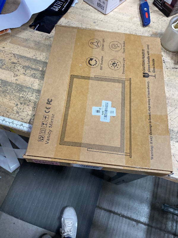 Photo 1 of **PARTS ONLY ** ROLOVE Lighted Makeup Mirror, 16.3"x12.6" Hollywood Vanity Mirror with Lights, 10X Magnification, 3 Color Lighting Modes, Smart Touch Control, 360° Rotation for Bedroom or Tabletop (White)