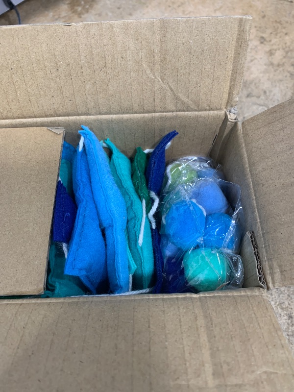 Photo 1 of 2 PCS Pre-Strung 3D Felt Happy Birthday Banner - Reusable Blue and Green Happy Birthday Decorations Sign,Handmade Wool Felt Ball Garland, Pom Pom Garland, Party Decor, Photo Prop