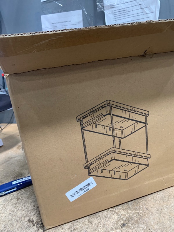 Photo 1 of **PARTIAL SET/ MISSING ASSEMBLY PIECES** Yieach 4 Pack Under Sink Organizers and Storage,Clear Acrylic Bathroom Organizer and Cabinet Organization for Makeup,Medicine,Two Tier Pull Out Cabinet Organizer Drawers for Pantry,Vanity Storage Bins