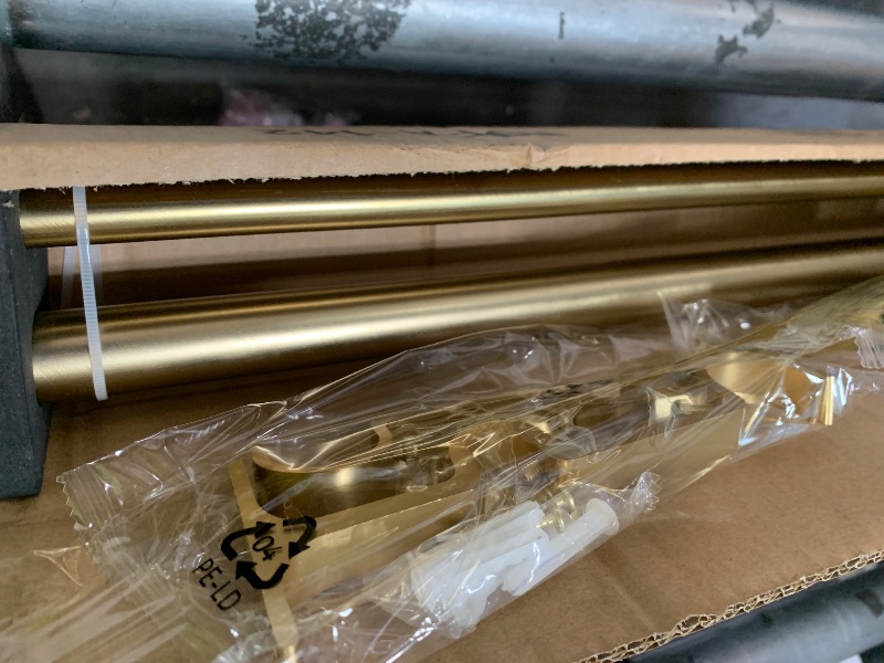 Photo 1 of 1 Inch Modern Double Window Curtain Rods,72-144 Inch Adjustable Telescoping Heavy Duty Stylish Drapery Rods Decorative Solid Square Allufer Finials for Dual Curtain Rod Window Treatment, Brushed Gold