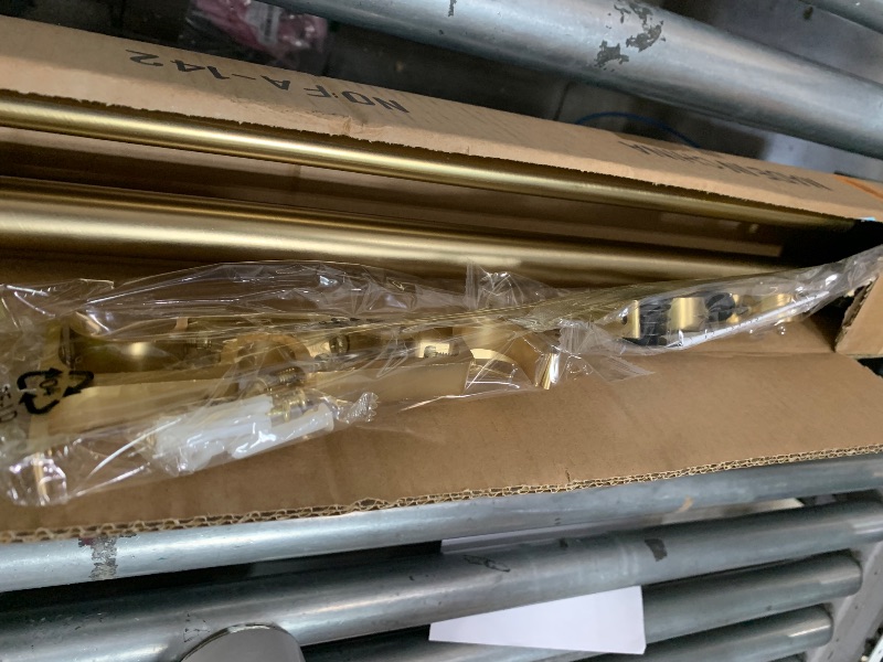 Photo 1 of 1 Inch Modern Double Window Curtain Rods,72-144 Inch Adjustable Telescoping Heavy Duty Stylish Drapery Rods Decorative Solid Square Allufer Finials for Dual Curtain Rod Window Treatment, Brushed Gold