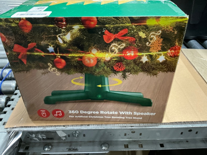 Photo 1 of ?Patent Pending? Musical Rotating Christmas Tree Stand, UL Certified Up to 9ft 120 lb Artificial Christmas Tree with Speaker, Spinning Stand with Remote, Fit for 1.25-2" in Tree Poles - 800W