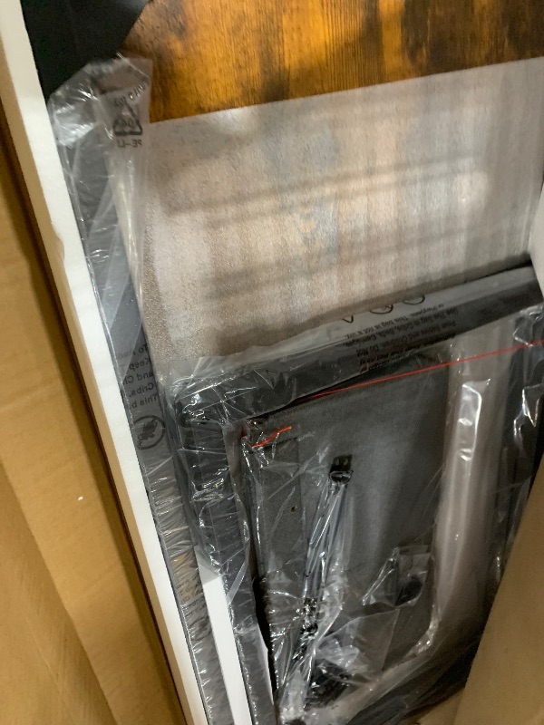 Photo 3 of EDX Computer Desk 55 Inch Writing Desk with Storage Bag Iron Hook Metal Frame for Home, Rustic BROWN