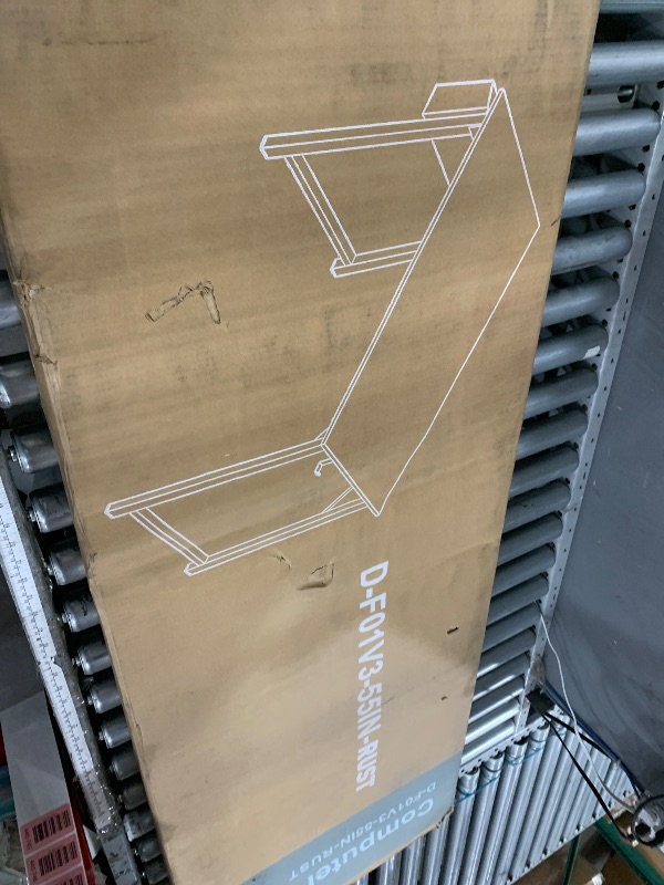 Photo 4 of EDX Computer Desk 55 Inch Writing Desk with Storage Bag Iron Hook Metal Frame for Home, Rustic BROWN