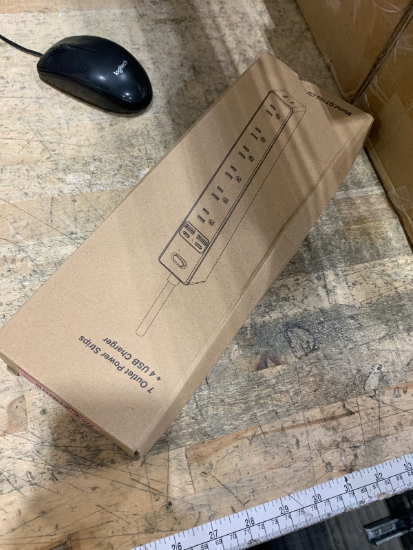 Photo 1 of 10 Ft Power Strip Surge Protector - 7 Outlets 4 USB Ports (2 USB C), Ultra Thin Flat Extension Cord & Flat Plug, 1700 Joules, Wall Mount, Desk Charging Station for Home Office Dorm, White