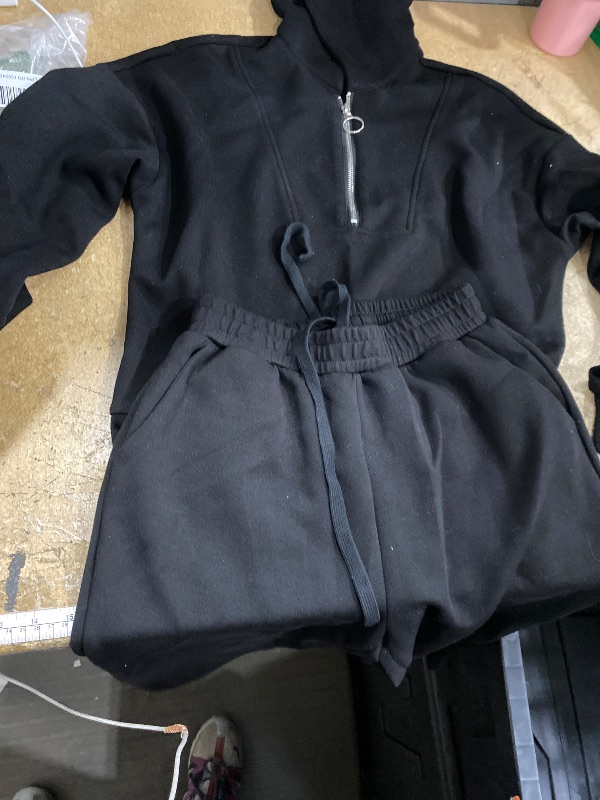 Photo 1 of 2 PIECE PULL OVER SWEAT SUIT WITH HOODIE BLACK S
