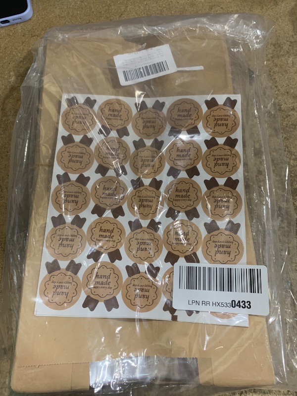 Photo 1 of 100 Pack Large 14x8.3x3.5in Bread Bags for Homemade Bread, Kraft Paper Bakery Bags with Clear Window & Tin Tie Lock, Thicker Cookie & Snack Storage Bags, Includes 100 Sealing Stickers