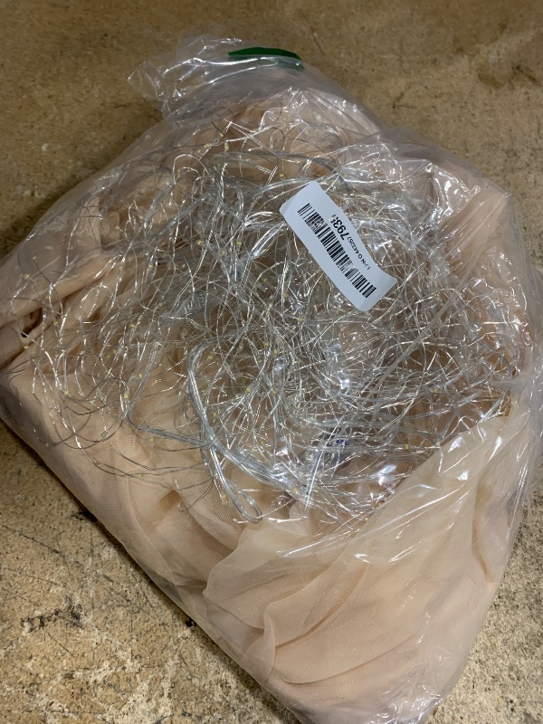 Photo 1 of 10×10ft Champagne Tulle Backdrop Curtain with Lights String for Parites, Sheer Photo Curtain Backdrop Drapes for Wedding Party Photography Backgrounds