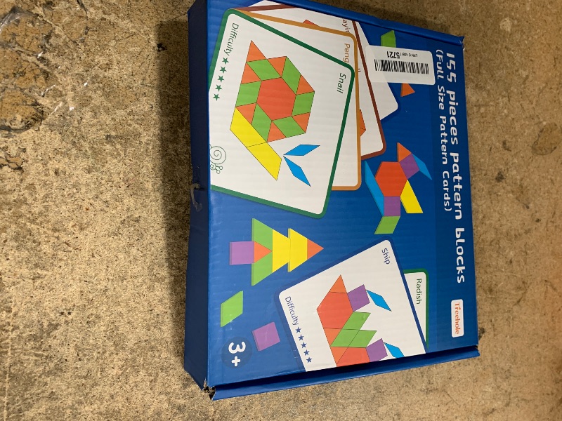 Photo 1 of 155 Pcs Wooden Pattern Blocks for Boys Girls Gift, Geometric Shape Pattern Set, Pattern Block Activity, Puzzles for Kids, Double Side Cards for 4 5 6 7 8 Years Old