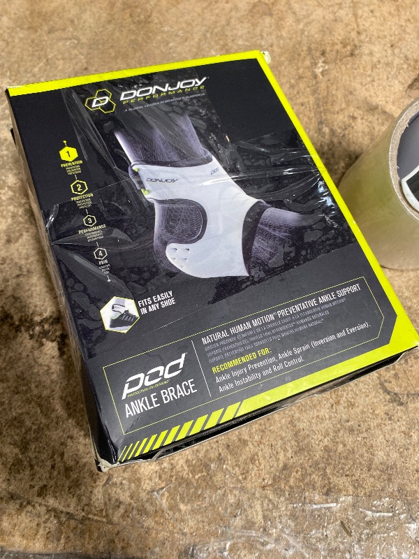 Photo 1 of DonJoy Performance POD Ankle Brace, Best Support for Stability, Ankle Sprain, Roll, Strains for Football, Soccer, Basketball, Lacrosse, Volleyball - Medium - Right - White