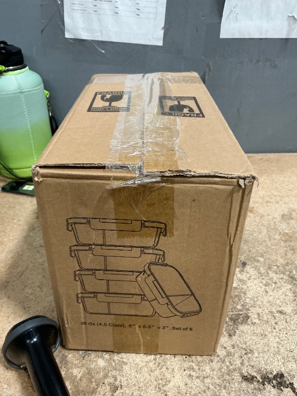 Photo 1 of [5-Pack,36 Oz]Glass Meal Prep Containers 2 Compartments Portion Control with Upgraded Snap Locking Lids Glass Food Storage Containers, Microwave, Oven, Freezer and Dishwasher (4.5 Cups)