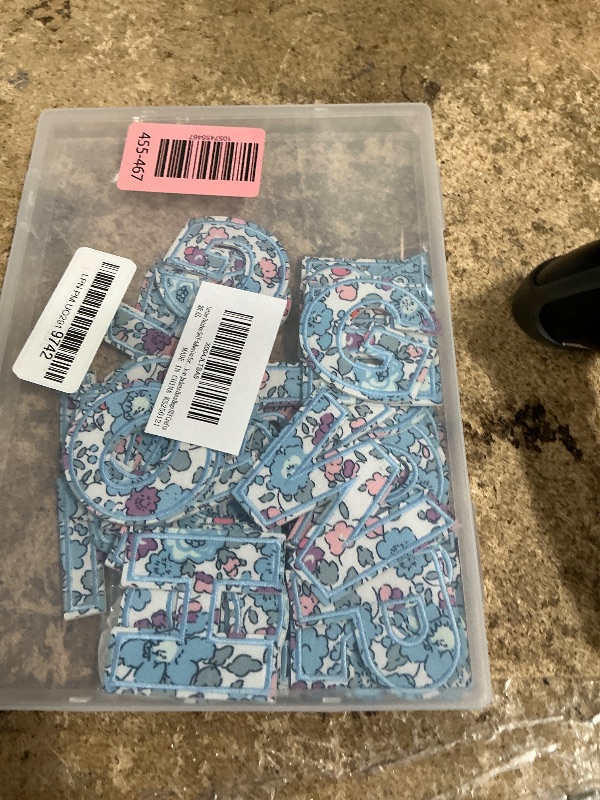 Photo 1 of **POSSIBLY MISSING PIECES** Letter Patches Self-Adhesive for Kids Clothing: Kingsow Blue 60Pcs Flowers Butterfly Letters Patch Stickers A-Z Alphabet Applique - Cute Fabric Letters Patches Stick on Jackets Hats Bags DIY Crafts