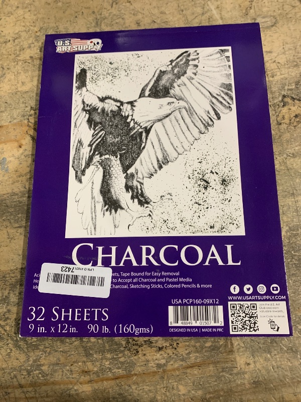 Photo 1 of *** ONLY 1****    U.S. Art Supply 9" x 12" Premium Heavy-Weight Charcoal Sketchbook (2 Pack, 64 Sheets Total) - 90lb (160gsm) Sketch Book Pad for Charcoal, Pencil & Pastel Drawing