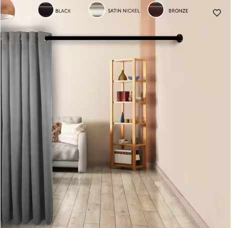 Photo 1 of 16-120 inch Long Adjustable Matte Black Curtain Rods,1 inch Diameter Splicing Heavy Duty Rod Set with Aluminum Finals for Windows, Door, Drapery