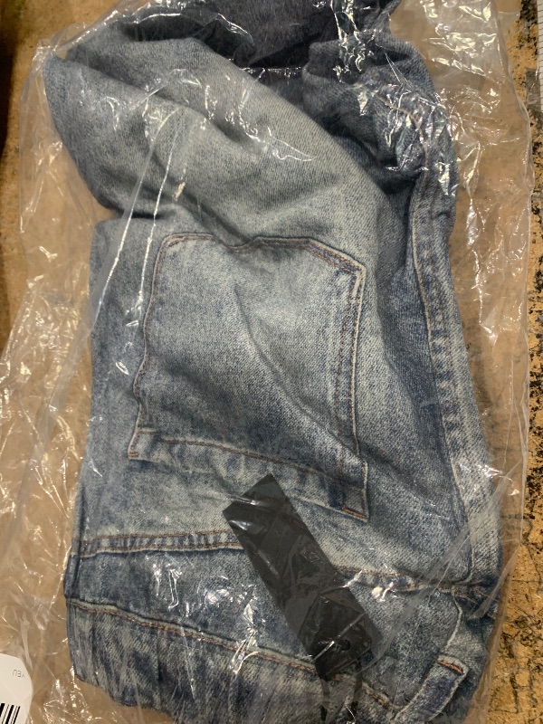 Photo 1 of [BLANKNYC] Womens French Terry Distressed Printed Denim Jogger, Comfortable & Stylish Pants, Yes Please, Medium, Blue