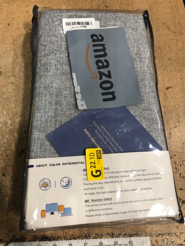 Photo 1 of 100% Blackout Shield Linen Blackout Curtains for Bedroom 108 Inches Long, Back Tab/Rod Pocket Living Room Drapes, Thermal Insulated Blackout Curtains 2 Panels Set, 50" W x 108" L, Grey