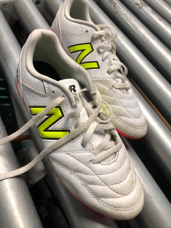 Photo 1 of (please see all images) New Balance 442 Academy FG V2 Soccer Shoe, White/Energy Red/Hi-Lite, 3.5 US Unisex Big Kid