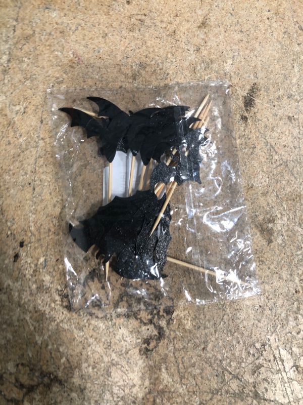 Photo 1 of 12 Pcs Halloween Cupcake Toppers, Halloween Bat Cake Decorations, Black Glitter Bat Cupcake Party Decorations, Cupcakes Picks Food Picks for Halloweens Theme Party, Bats Birthday, Baby Shower