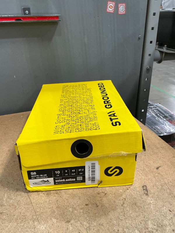 Photo 1 of **HEAVILY USED** SOLM8 S8 Cricket Shoes - Rubber Spikes Professional Cleats for Outdoor Turf and Field Sports Gel Cushioned Insole (2025 Edition) White Blue