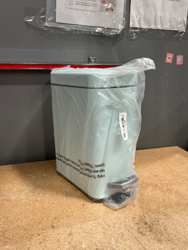 Photo 1 of *ONLY 1* Home Zone Living 2-Pack 1.3 Gallon Small Powder Blue Bathroom Trash Can with Lid and Step Pedal, Stainless Steel Wastebasket with Slim Design for Home and Office, 5 Liters