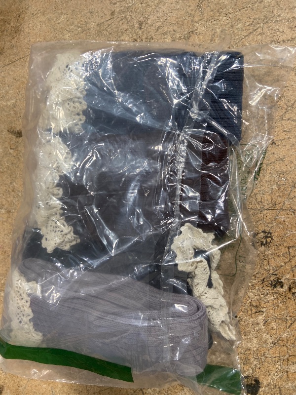 Photo 1 of 4 Pack Women Cotton Knit Boot Socks Knee High Socks Stockings with Lace Trim, Free size, Beige Black Coffee Green