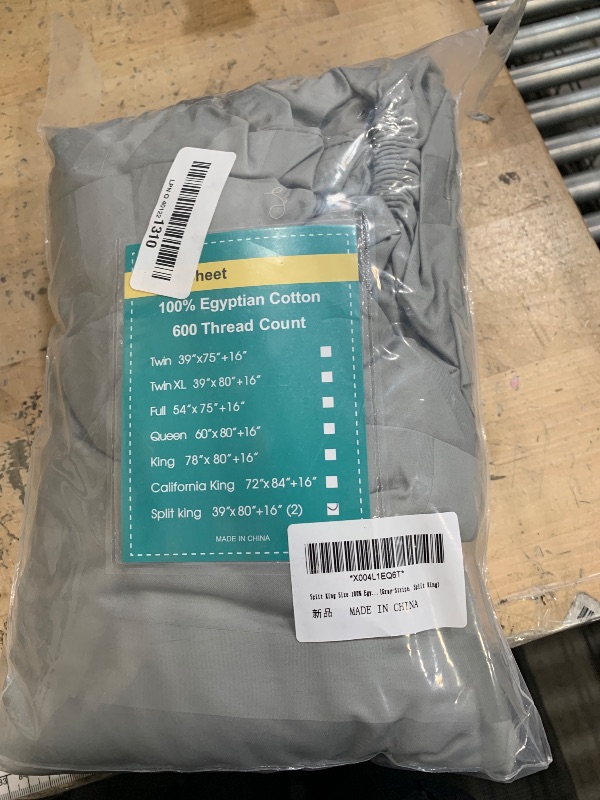 Photo 1 of 2-Pack 100% Egyptian Cotton Fitted Sheet TwinXL Size, 600 Thread Count Cotton Fitted Sheet Only,8”-16" Deep Pocket Sheet, Soft & Elastic Sateen Weave Bottom Sheet (Grey-Stripe)