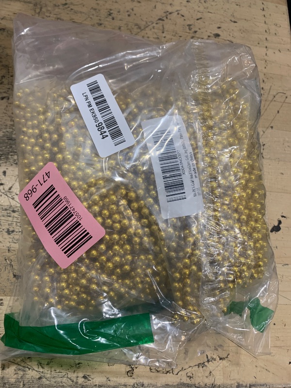 Photo 1 of 100 PCS Gold Bead Necklace, Gold Mardi Gras Christmas Beads Necklaces 33" Metallic Beaded Costume Necklaces Party Necklaces for Mardi Gras Parade Throws Wedding Birthday Pirate Party Favors