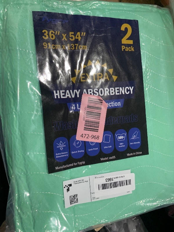 Photo 1 of 2 Pack 36” x 54” Extra Heavy Absorbency Washable Underpads, Waterproof Nursing Pads Incontinence Bed Pads, Reusable Washable Pee Pads for Dogs, Diaper Changing & Adults, Mattress Protector