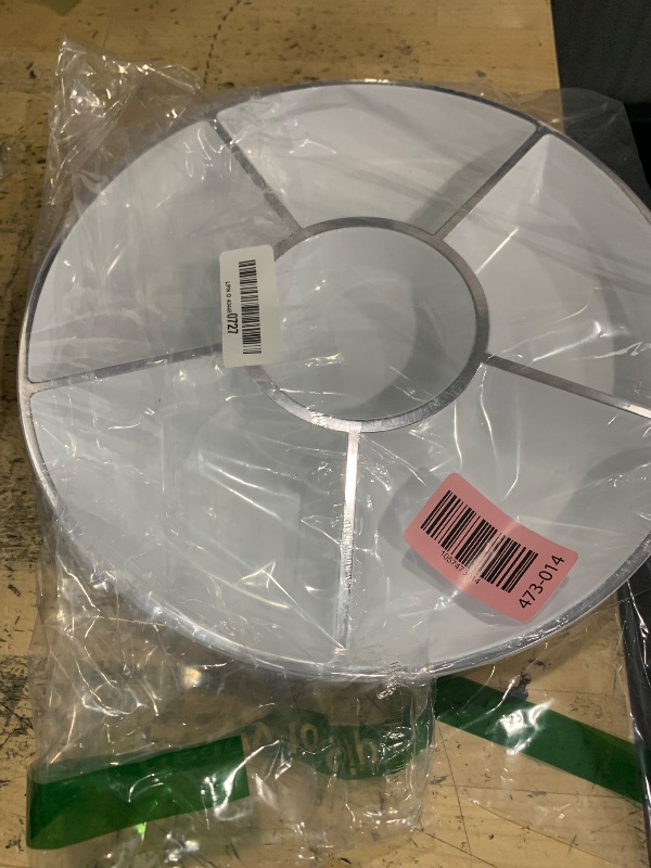 Photo 1 of **HAS BROKEN SIDE CORNERS** Plasticpro 6 Sectional Round Plastic Serving Tray/Platters White & Silver Pack of 2