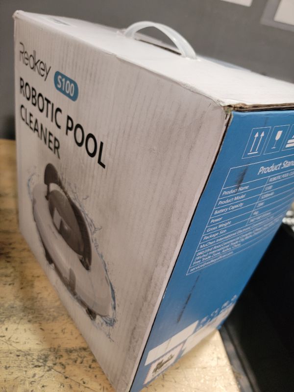 Photo 1 of (missing power cord)(damaged handle) Redkey S100 Cordless Robot Pool Cleaner, Last 130Min, 18° Slope Angle, Automatic Pool Vacuum for Above Ground 