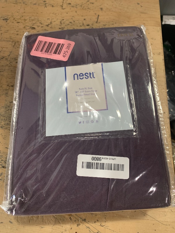 Photo 1 of Nestl Purple Extra Deep Pocket Twin XL Fitted Sheet, Luxury XL Twin Fitted Sheet Only Easily Fits 18 to 24 Inch Mattress, Super Soft, Wrinkle-Free, and Breathable Bed Sheets with Corner Straps