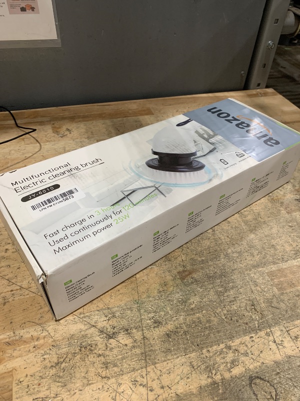 Photo 1 of **FOR PARTS ONLY/NON-FUNCTIONAL** Electric Spin Scrubber, Cordless Cleaning Brush, Shower Scrubber with 9 Brush Heads 2H Power Dual Speed, Adjustable Extension Handle, IPX7 Waterproof for Tub Tile Floor Car, O-White