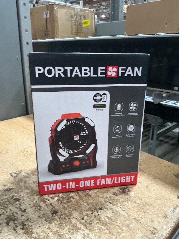 Photo 1 of DOWILLDO Portable Camping Fan for Tents - 20000mah Rechargeable Battery Operated Fan With LED Light, Portable Travel Fans for Home, Desk, Outdoor, Sleeping(Red)