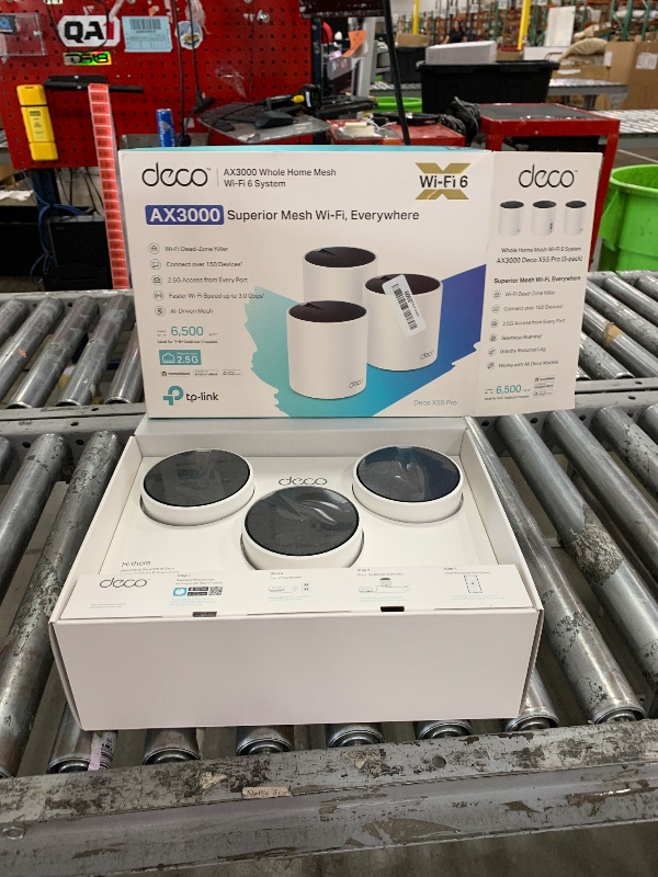 Photo 1 of **FOR PARTS/NON-FUNCTIONAL** TP-Link Deco X55 Pro AX3000 Whole Home Wi-Fi 6 Mesh System - Coverage up to 6500 Sq.Ft & up to 150 Devices, 2x2.5G WAN/LAN Ports, 4 Streams, Wired Ethernet Backhaul, Ideal for 1Gig+ Internet, 3-Pack