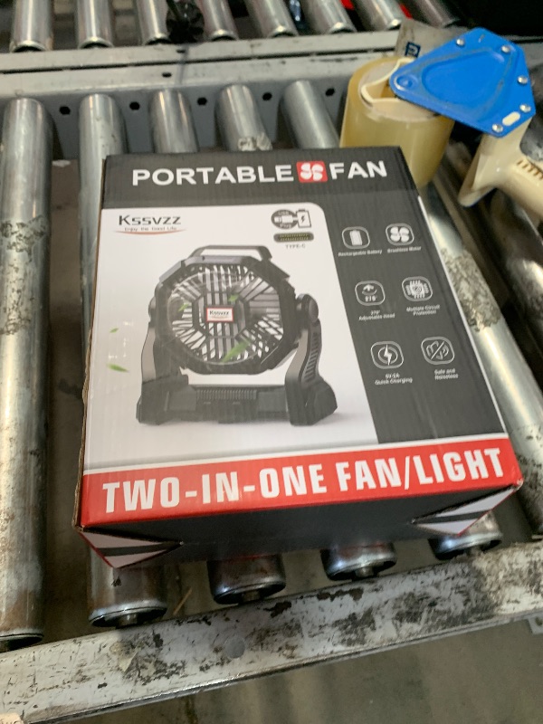 Photo 1 of **FOR PARTS ONLY/NON-FUNCTIONAL** Portable Camping Fan Rechargeable with LED Lantern - 20000mAh Cordless Battery Powered Fan, 4 Speed Quiet USB Table Desk Fan, Battery Operated Tent Fan for Travel, Beach, Fishing, Home&Office (Orange)