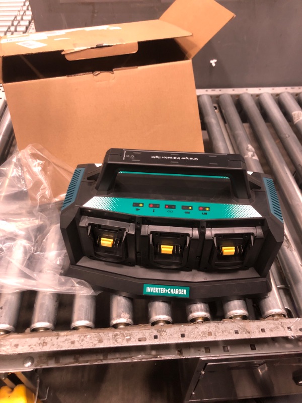 Photo 1 of 2-in-1 Portable Inverter Charger, 1200W Pure Sine Wave Inverter & 6A Rapid Charger for Makita 18V Battery, 6-Port DC to AC 120V Converter, 3 USB-A + 3 USB-C, 300lm LED Light for RV Camp Off-Grid