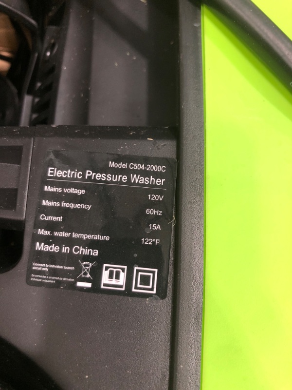 Photo 1 of (PARTIAL SET) (UNTESTED) Pressure Washer, 5000PSI 3.2GPM Adjustable Touch Screen with 55FT Total Length Power Washer Electric Powered 4 Nozzles for Driveways Furniture or Cars 2000W (Olive)