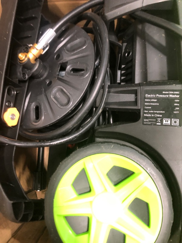 Photo 1 of (PARTIAL SET) (UNTESTED) Pressure Washer, 5000PSI 3.2GPM Adjustable Touch Screen with 55FT Total Length Power Washer Electric Powered 4 Nozzles for Driveways Furniture or Cars 2000W (Olive)