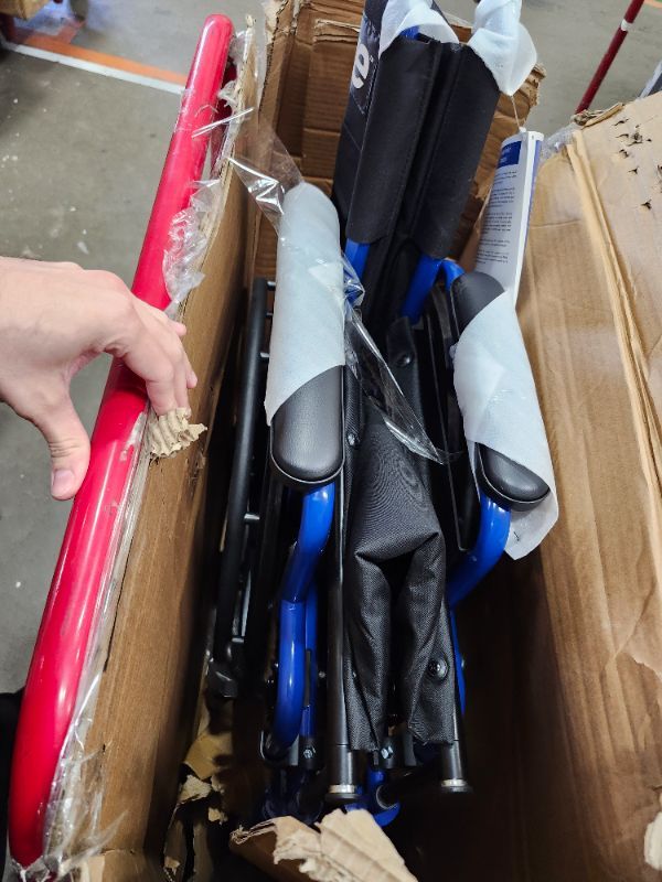 Photo 1 of *******************MISSING FOOT RESTS**************
Drive Medical Blue Streak Wheelchair with Flip Back Desk Arms, Elevating Leg Rests, 16 Inch Seat